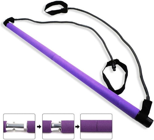 Yoga Pilates Bar Stick Exerciser Pull Rope Gym Workout Pilates Trainer