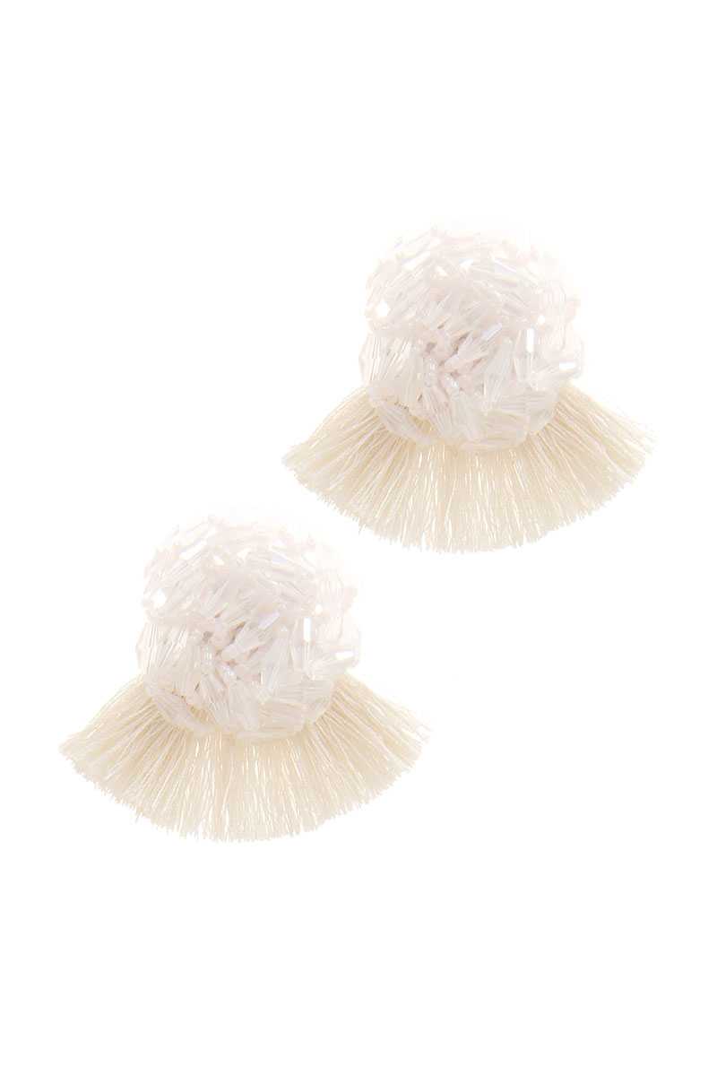 Pearl Cluster Tassel Post Drop Earring