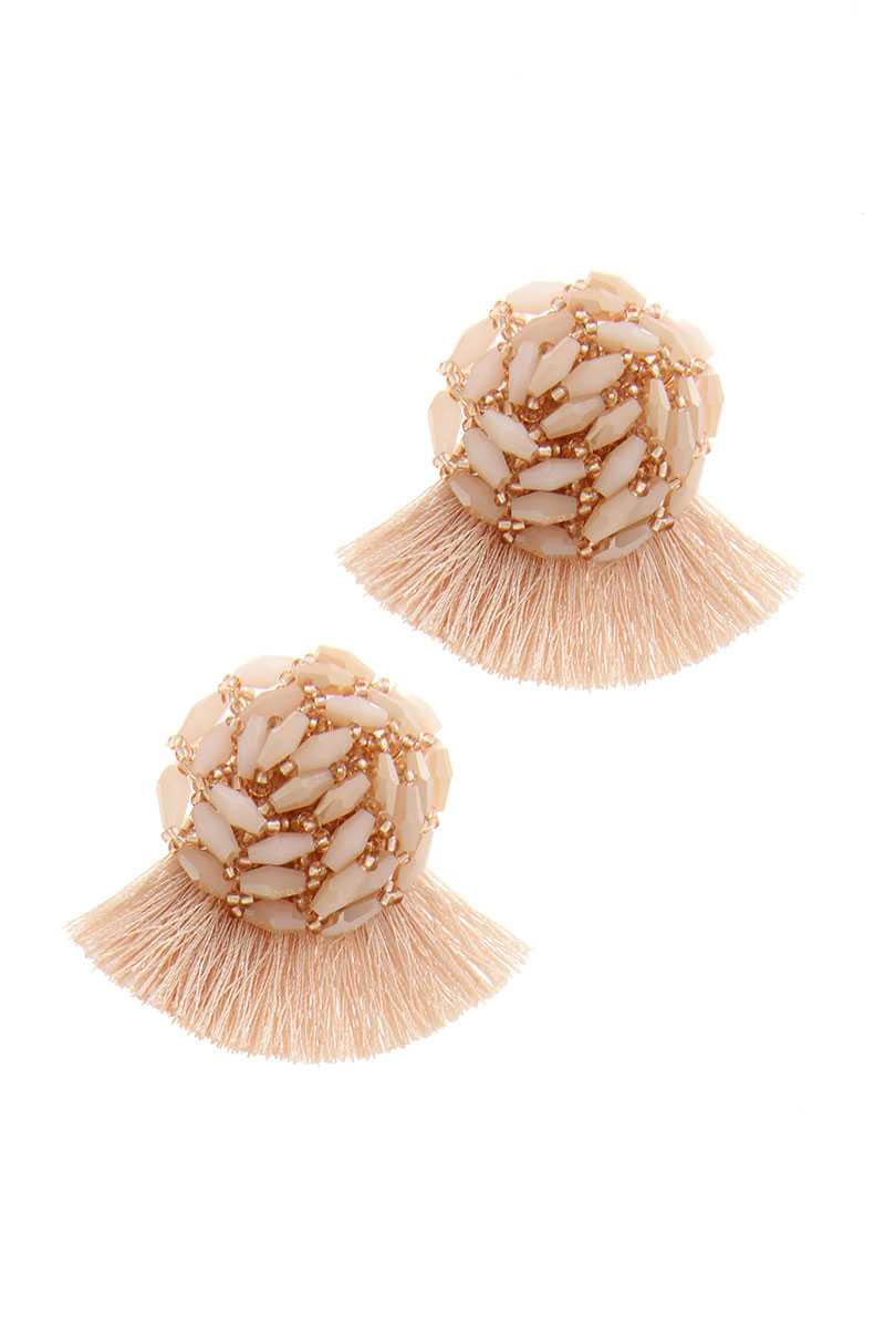 Pearl Cluster Tassel Post Drop Earring