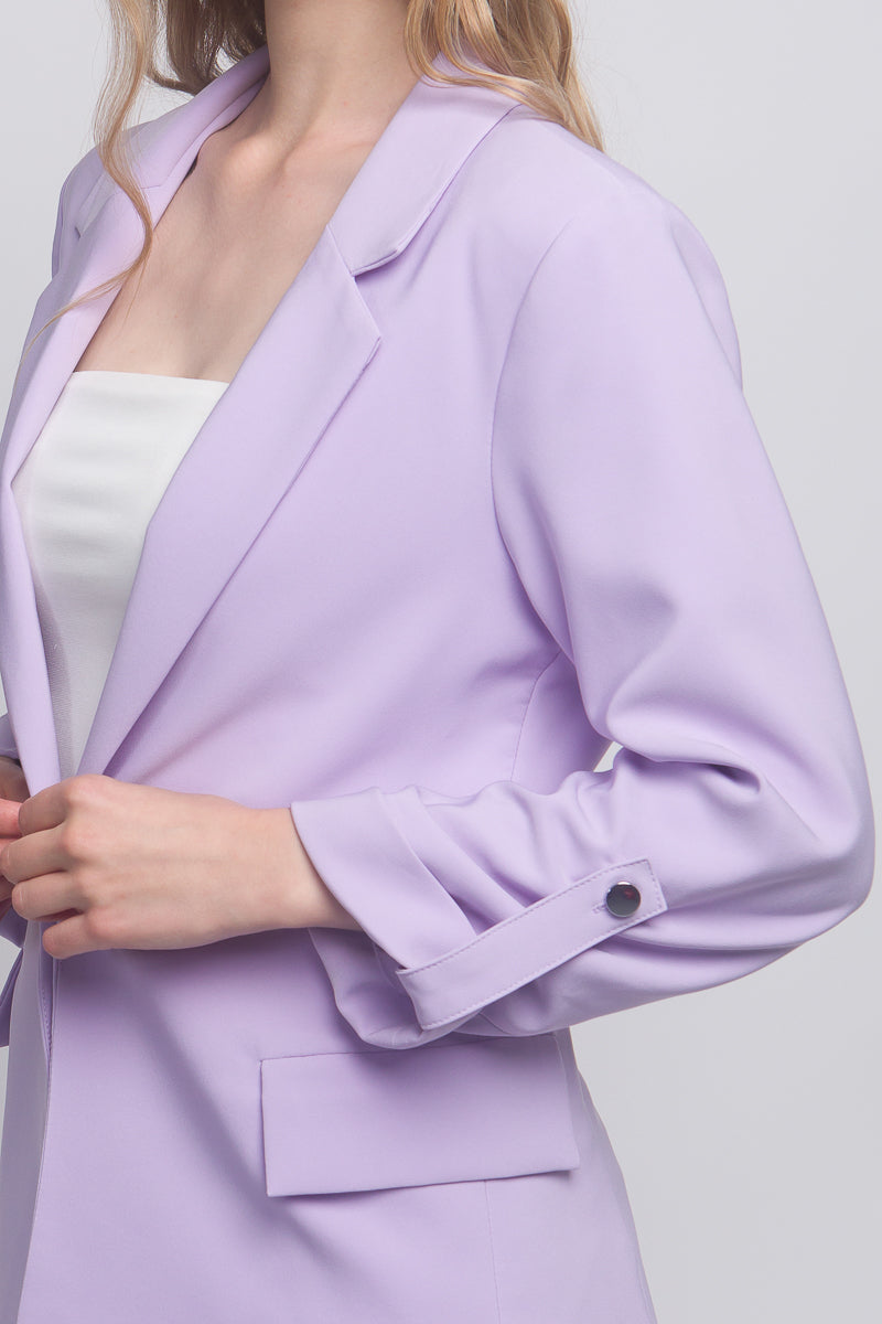 Woven Solid 3/4 Sleeve Blazer